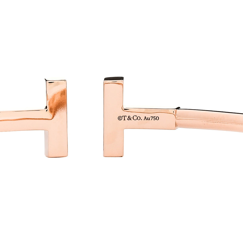18K Rose Gold Diamond T Wire Bracelet