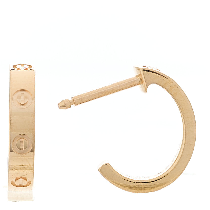 18K Pink Gold Small LOVE Hoop Earrings