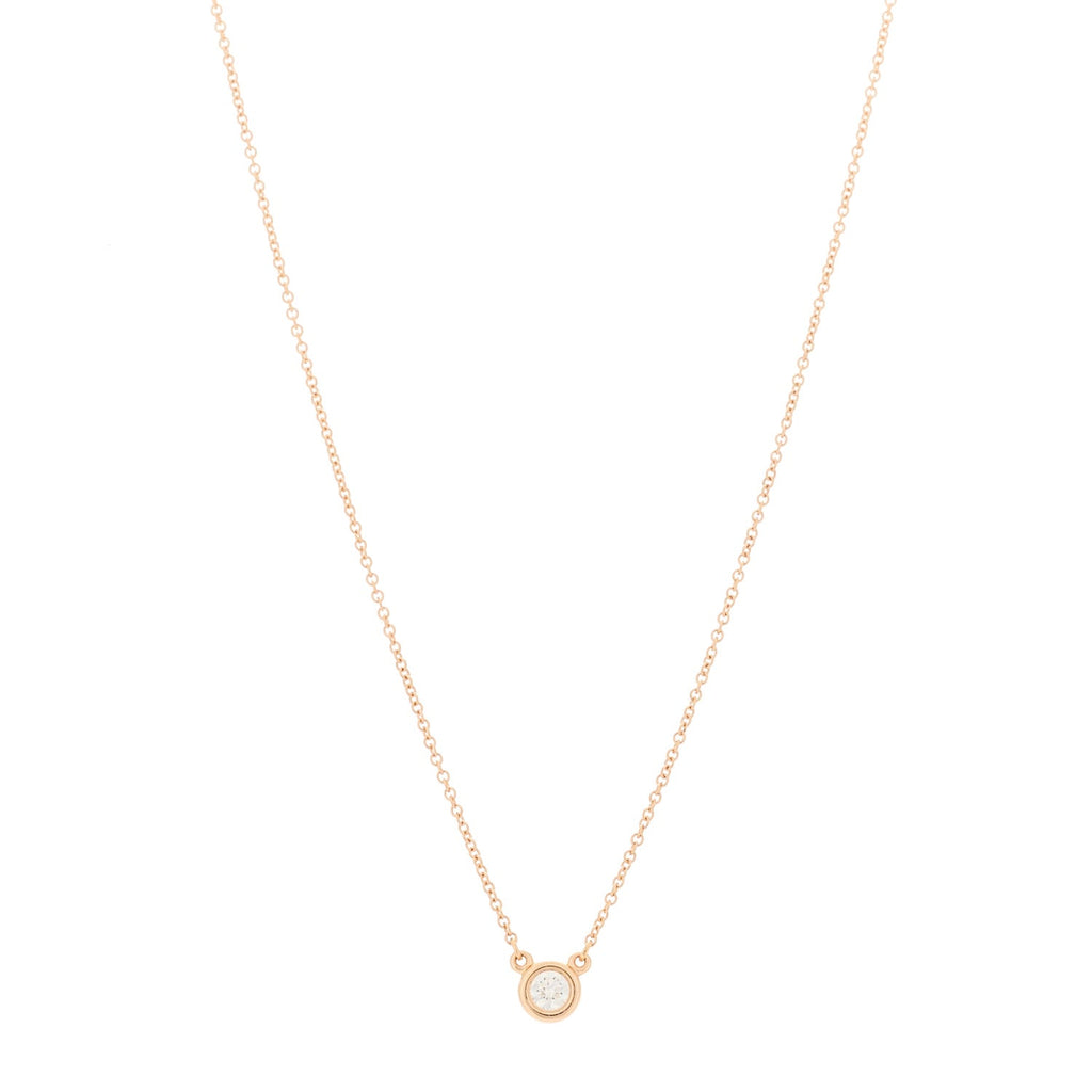 18K Rose Gold Diamond .17ct Elsa Peretti Diamonds by the Yard Pendant Necklace