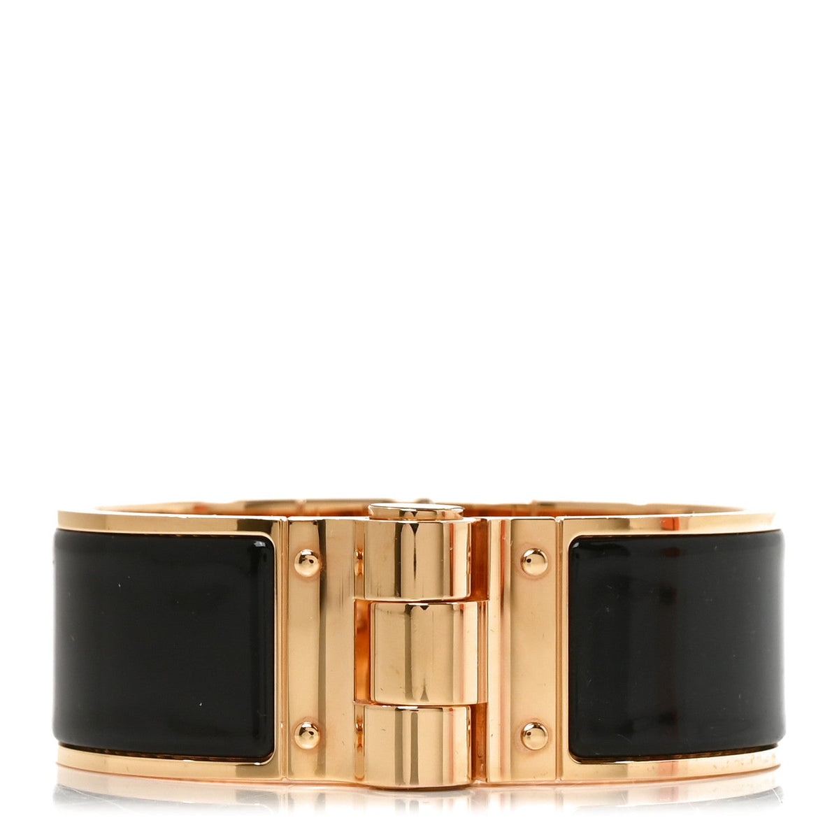 Enamel Charniere Uni Wide Hinged Bracelet M Black