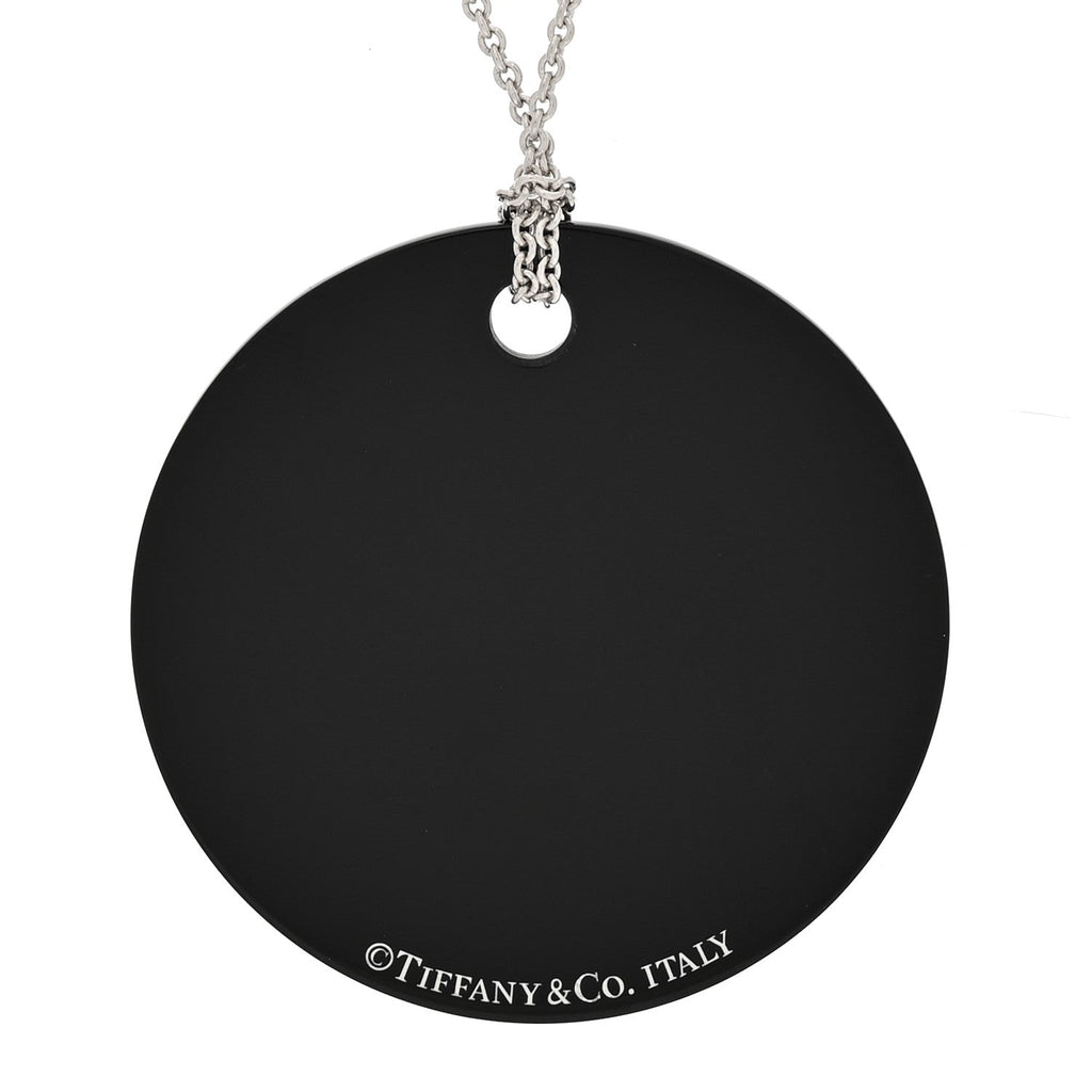 Sterling Silver Black Bone China Notes Round Pendant Necklace
