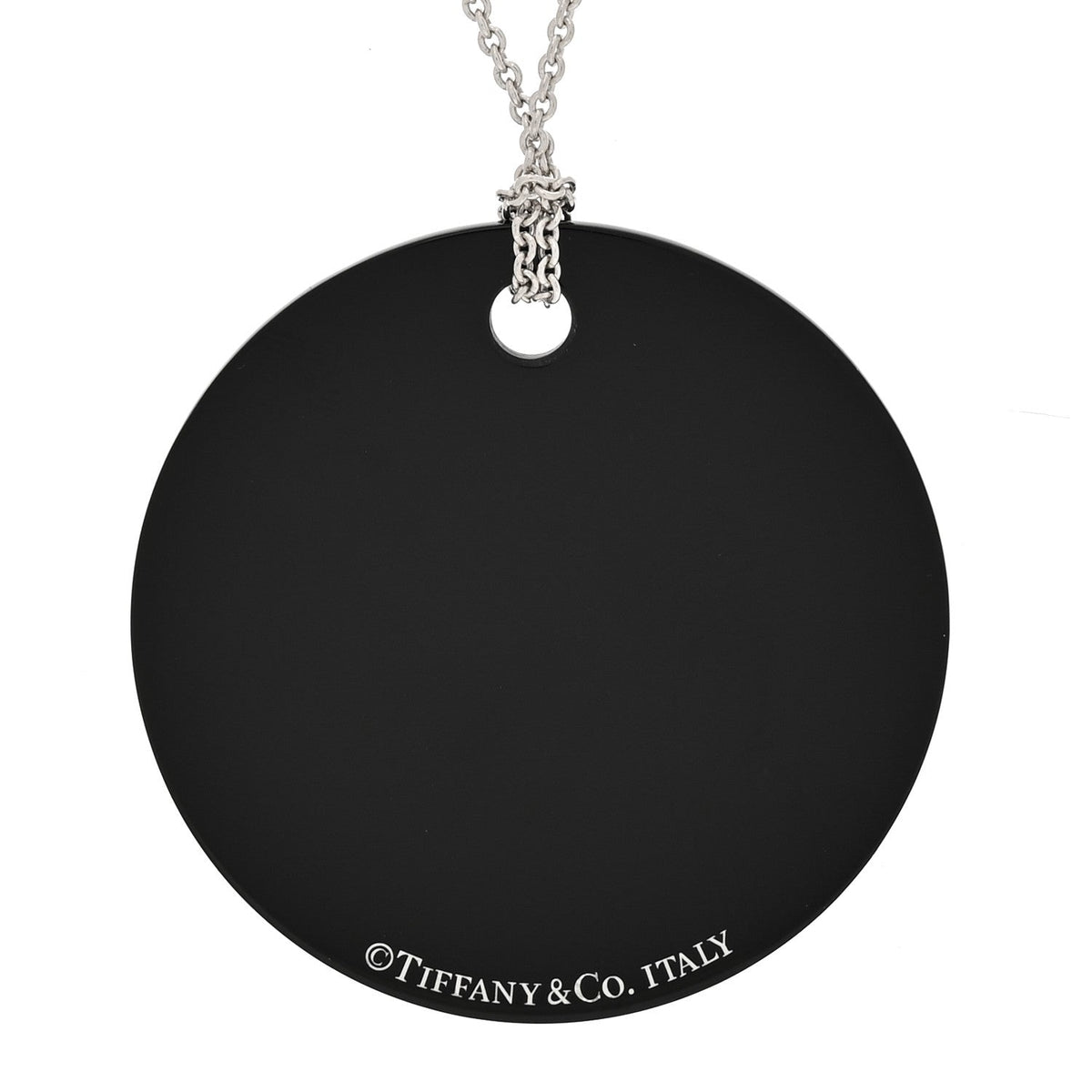 Sterling Silver Black Bone China Notes Round Pendant Necklace