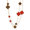 18K Yellow Gold Tiger Eye Carnelian 16 Motifs Magic Alhambra Necklace