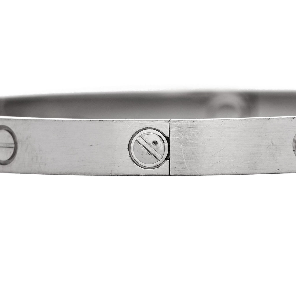 18K White Gold Brushed Finish LOVE Bracelet 21