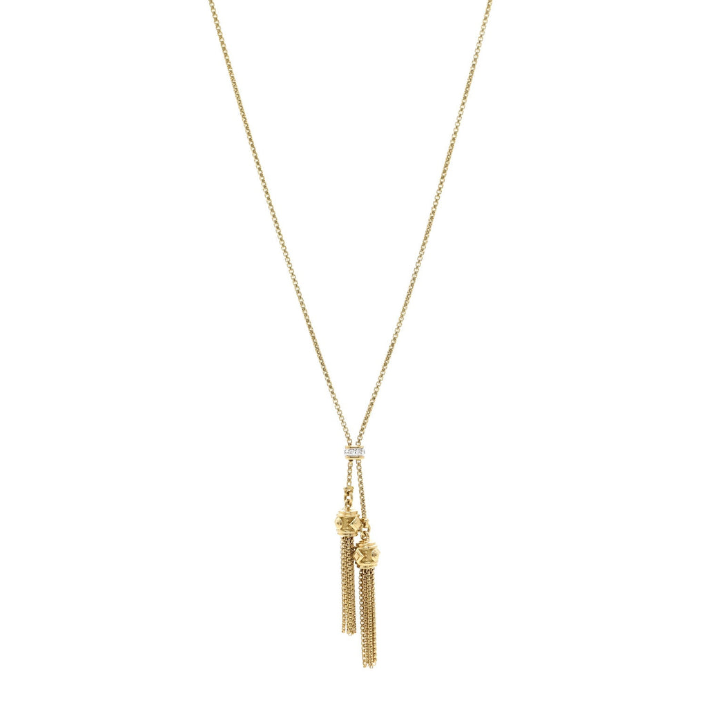 18K Yellow Gold Diamond Renaissance Tassel Necklace