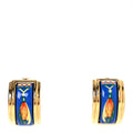 Printed Enamel Clip On Earrings Gold