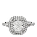 Platinum Diamond 1.11ct Soleste Cushion Cut Double Halo Engagement Ring 49 4.75