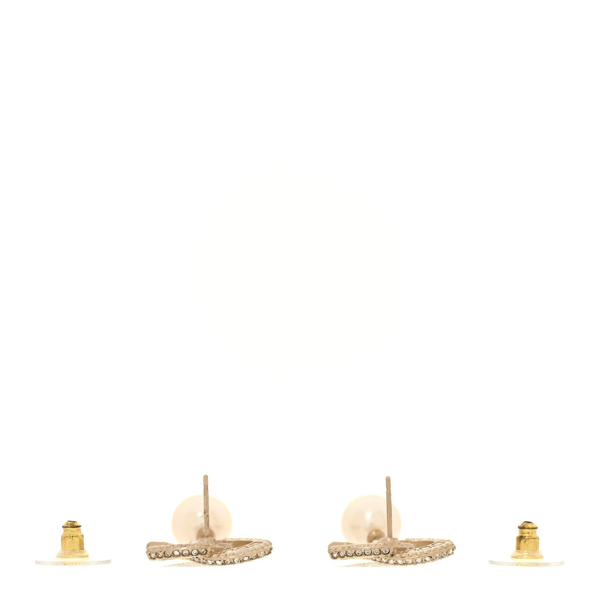 Crystal Pearl CC No 5 Hoop Drop Earring Gold