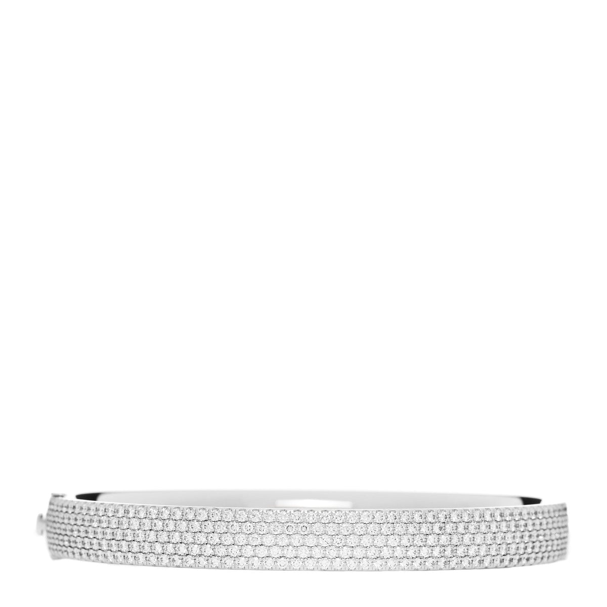 18K White Gold Diamond Metro Five-Row Hinged Bangle Bracelet