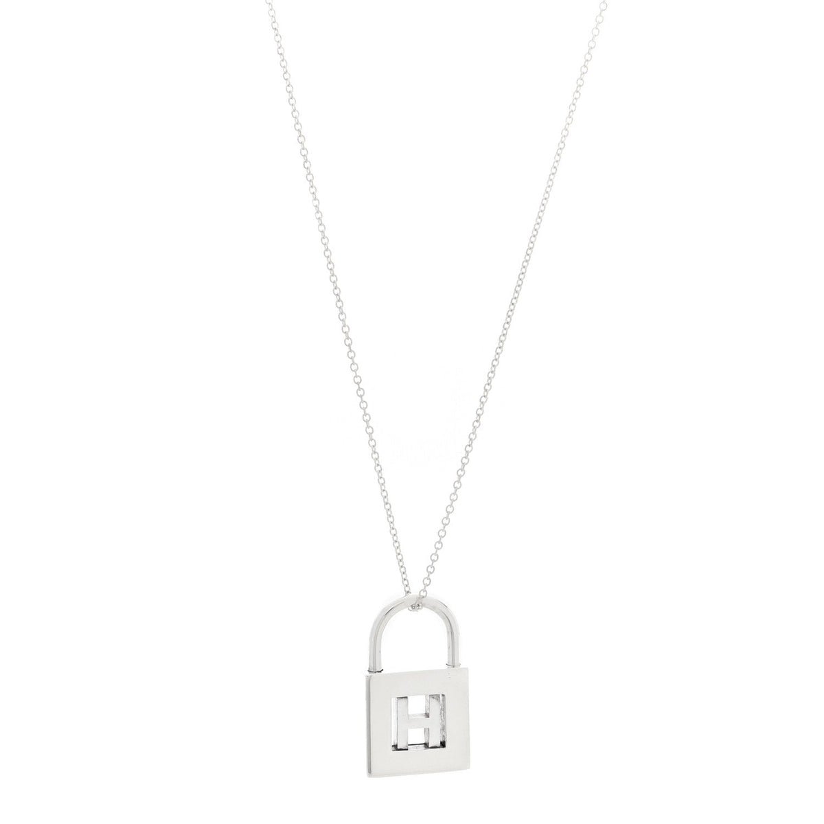 Sterling Silver Letter H Lock Charm Pendant