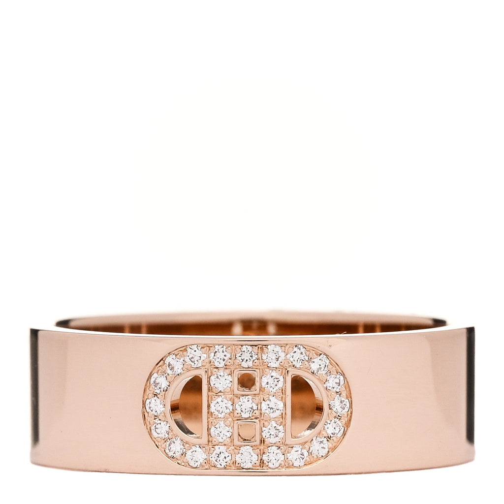 18K Rose Gold Diamond PM H D'Ancre Ring 50 5.25