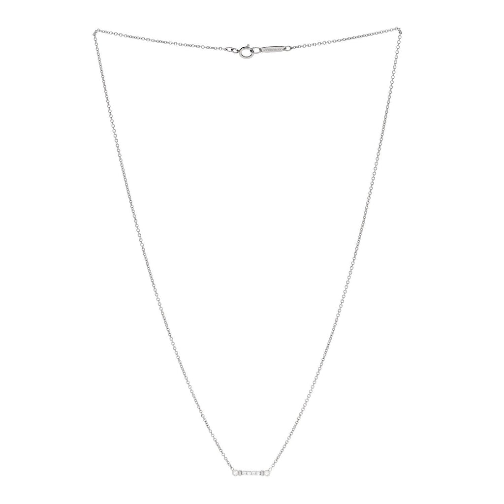Platinum Diamond Fleur de Lis Key Bar Pendant Necklace