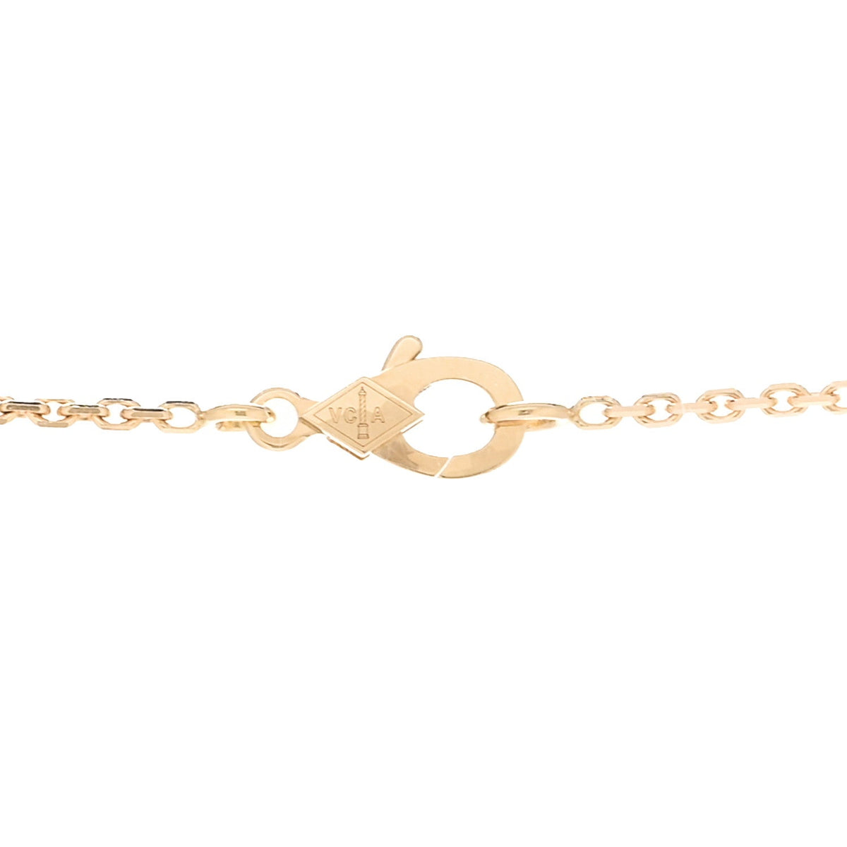 18K Yellow Gold Diamond Yellow Mother of Pearl Vintage Alhambra Pendant Necklace