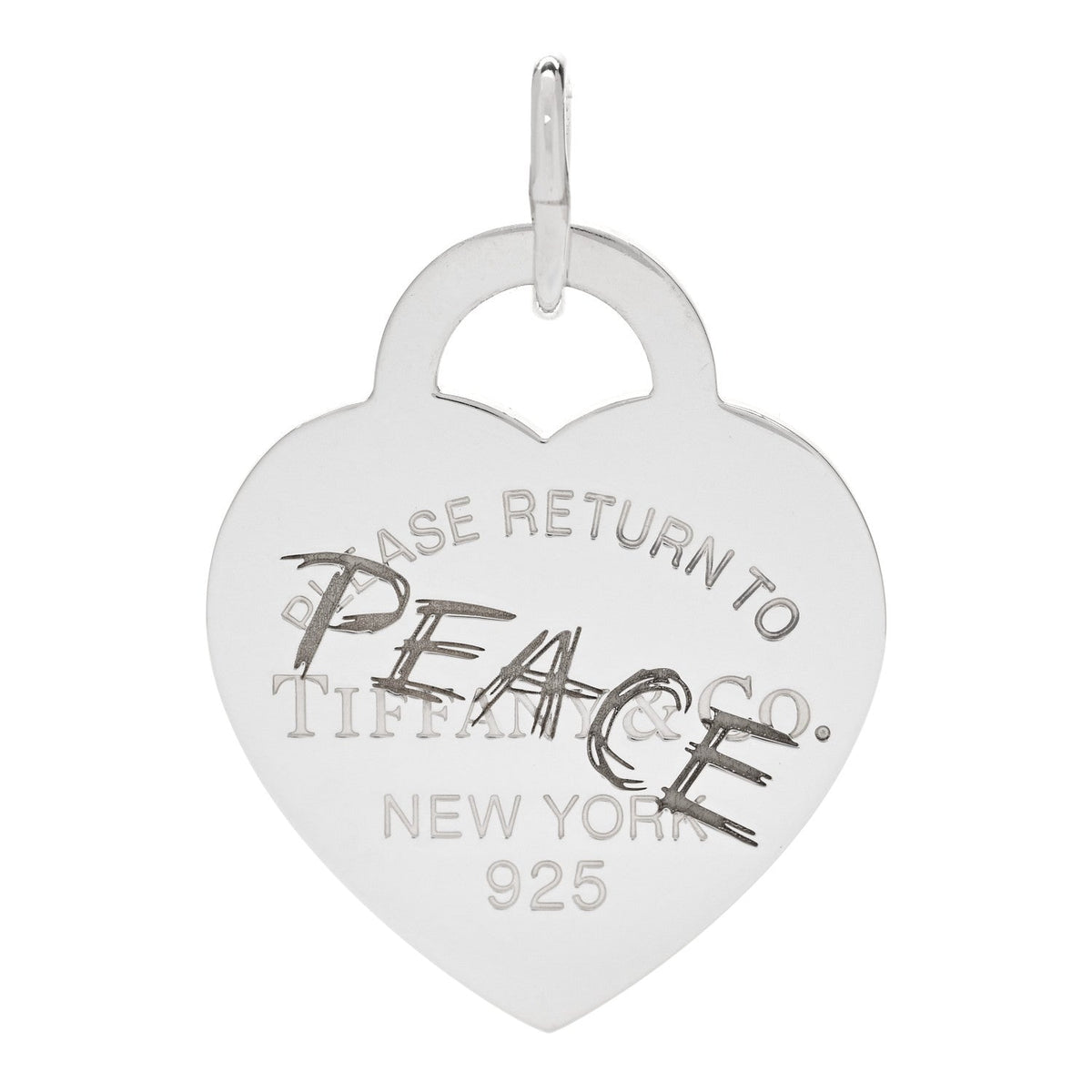 Sterling Silver Return To Tiffany Etched Heart Peace Tag Charm