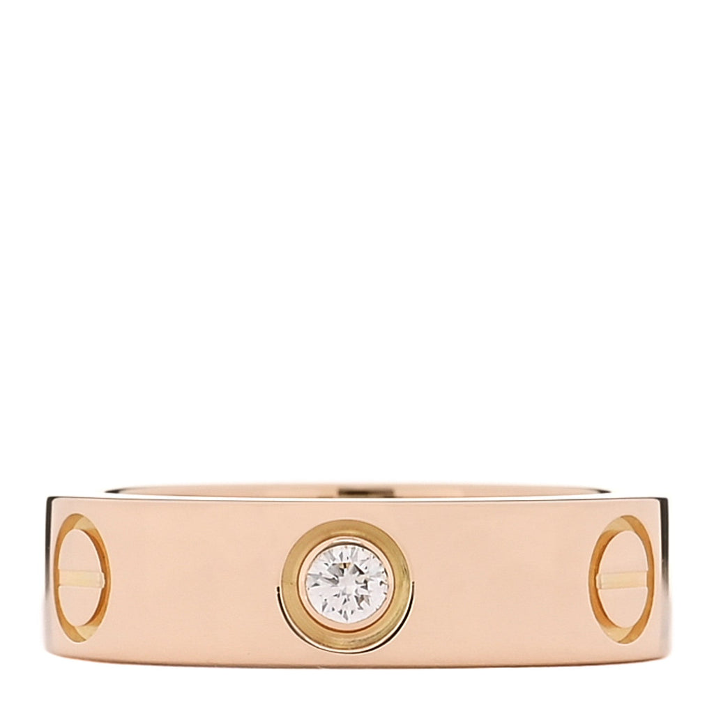 18K Pink Gold 3 Diamond 5.5mm LOVE Ring 53 6.5