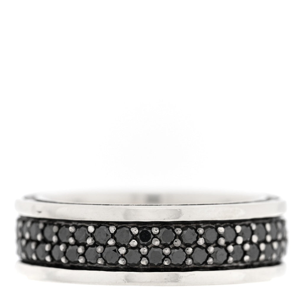 Sterling Silver Black Diamond Streamline Two-Row Band Ring