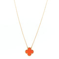 18K Yellow Gold Carnelian Vintage Alhambra Pendant Necklace