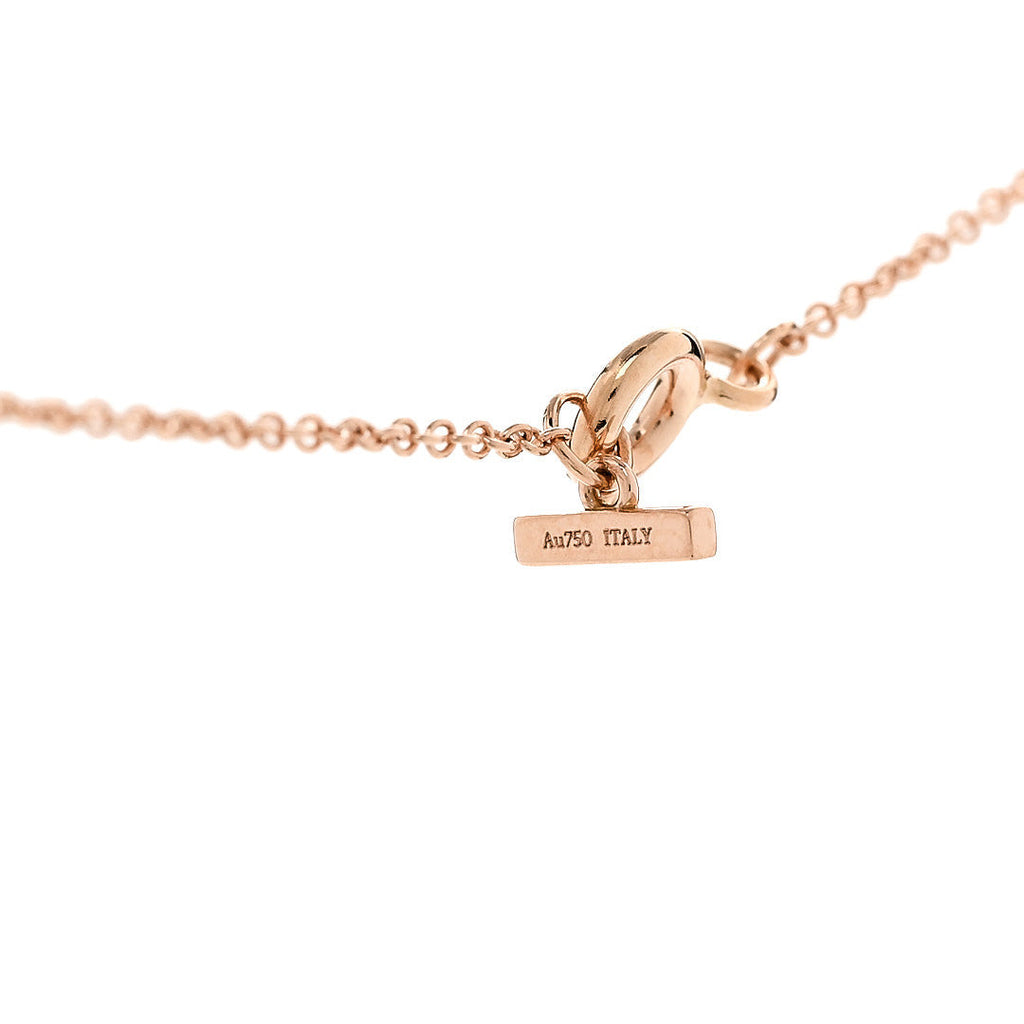 18K Rose Gold Diamond Mother of Pearl Small T Circle Pendant Necklace