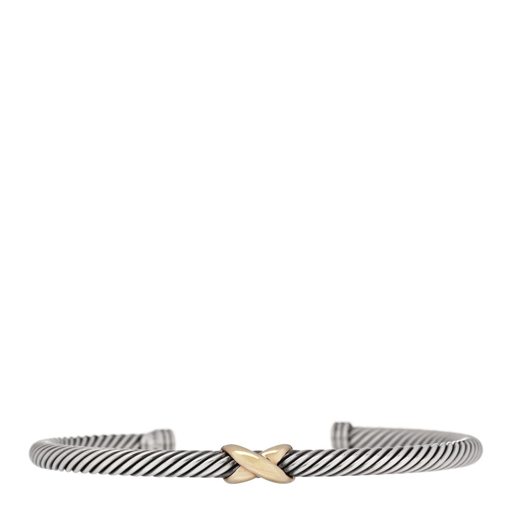 Sterling Silver 18K Yellow Gold 4mm X Station Cable Bracelet