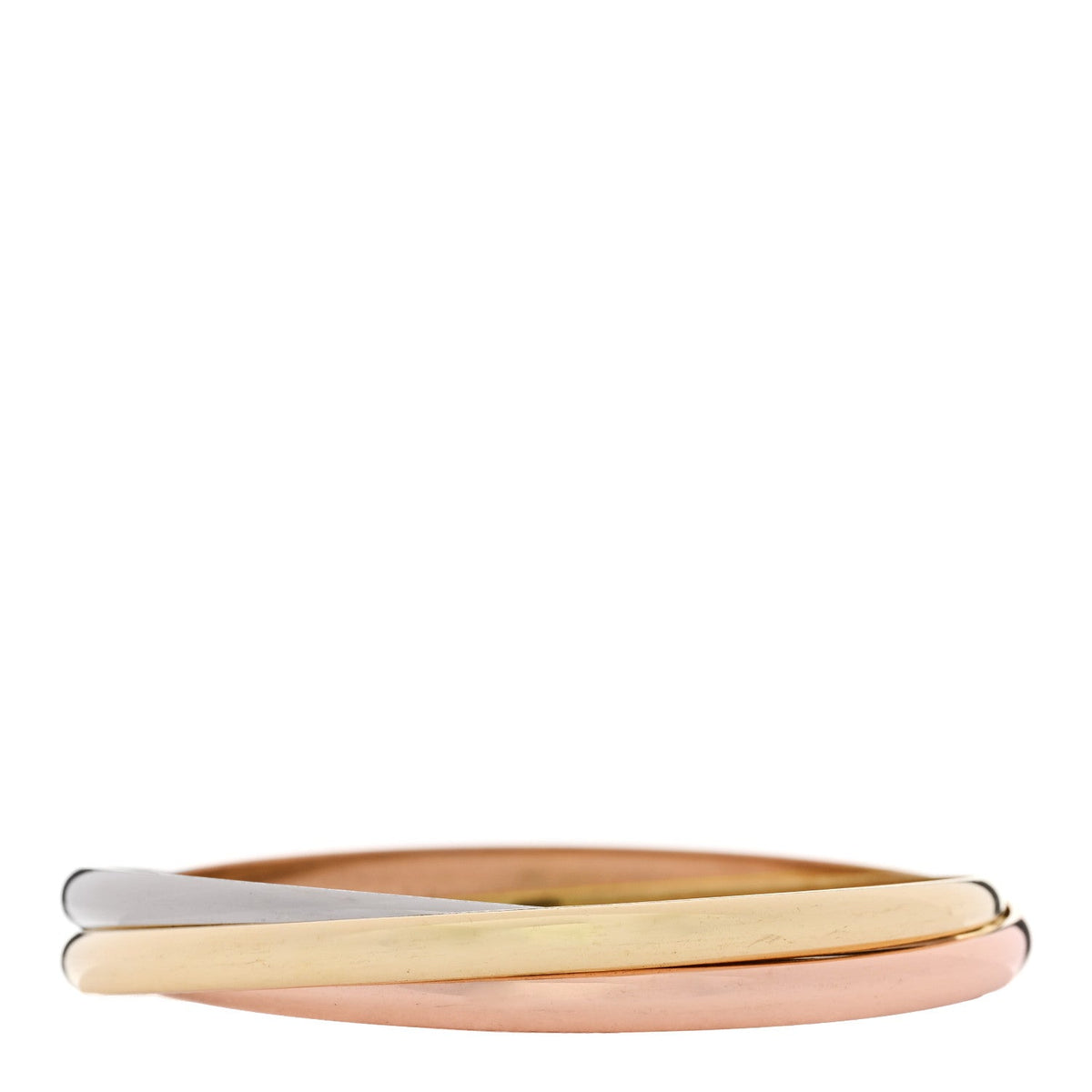 18K Pink Yellow White Gold 4.4mm Trinity Bangle Bracelet