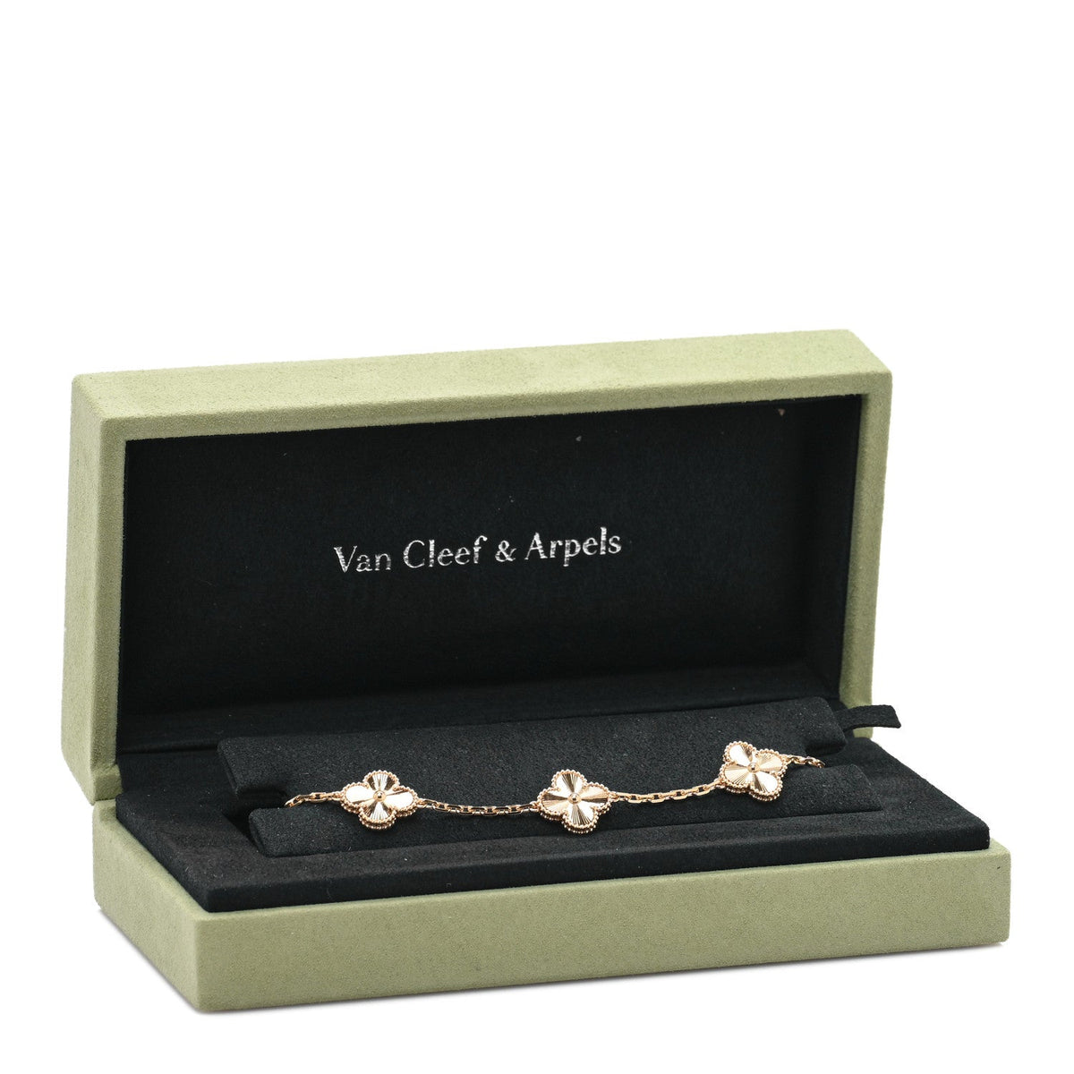 18K Yellow Gold 5 Motifs Guilloche Vintage Alhambra Bracelet