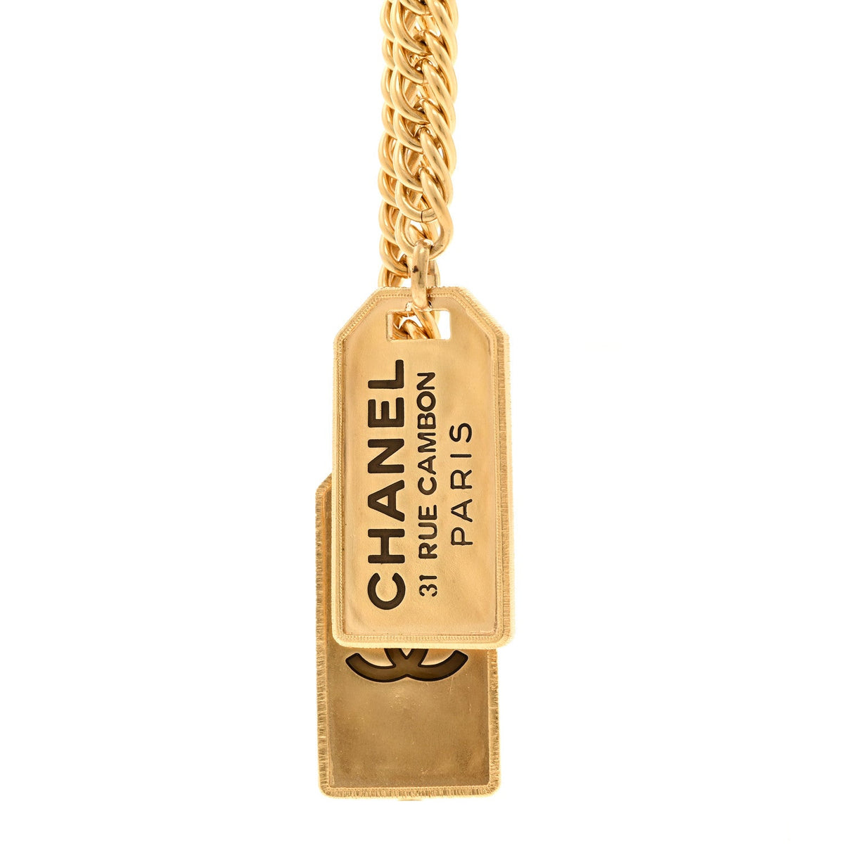 Metal ID Dog Tag Charm Necklace Gold