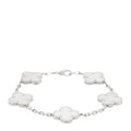 18K White Gold Mother of Pearl 5 Motifs Vintage Alhambra Bracelet