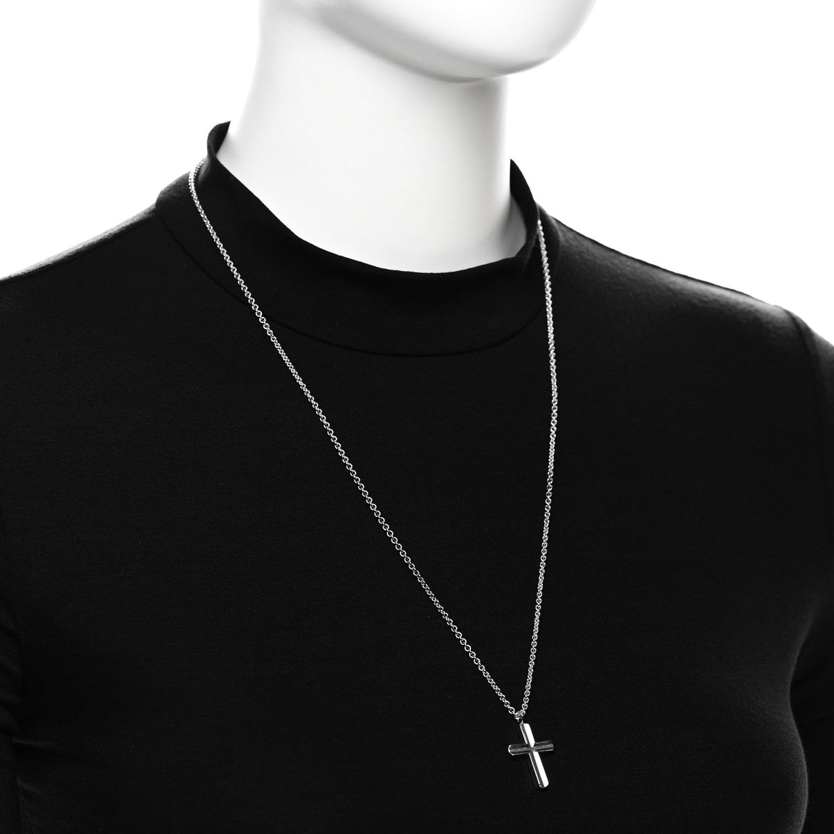 Sterling Silver Concave Cross Pendant Necklace