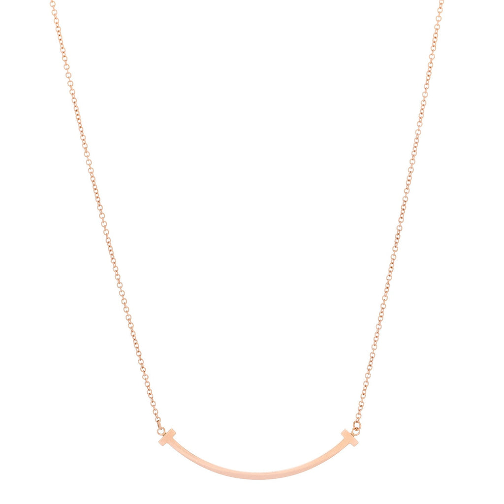 18K Rose Gold Small T Smile Pendant Necklace
