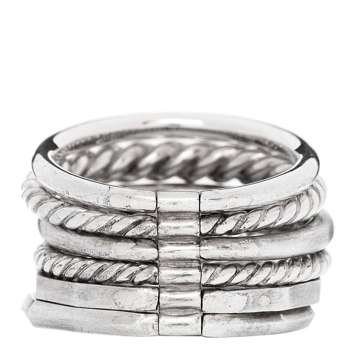 Sterling Silver Diamond 16mm Stax Wide Stacked Ring 57 8