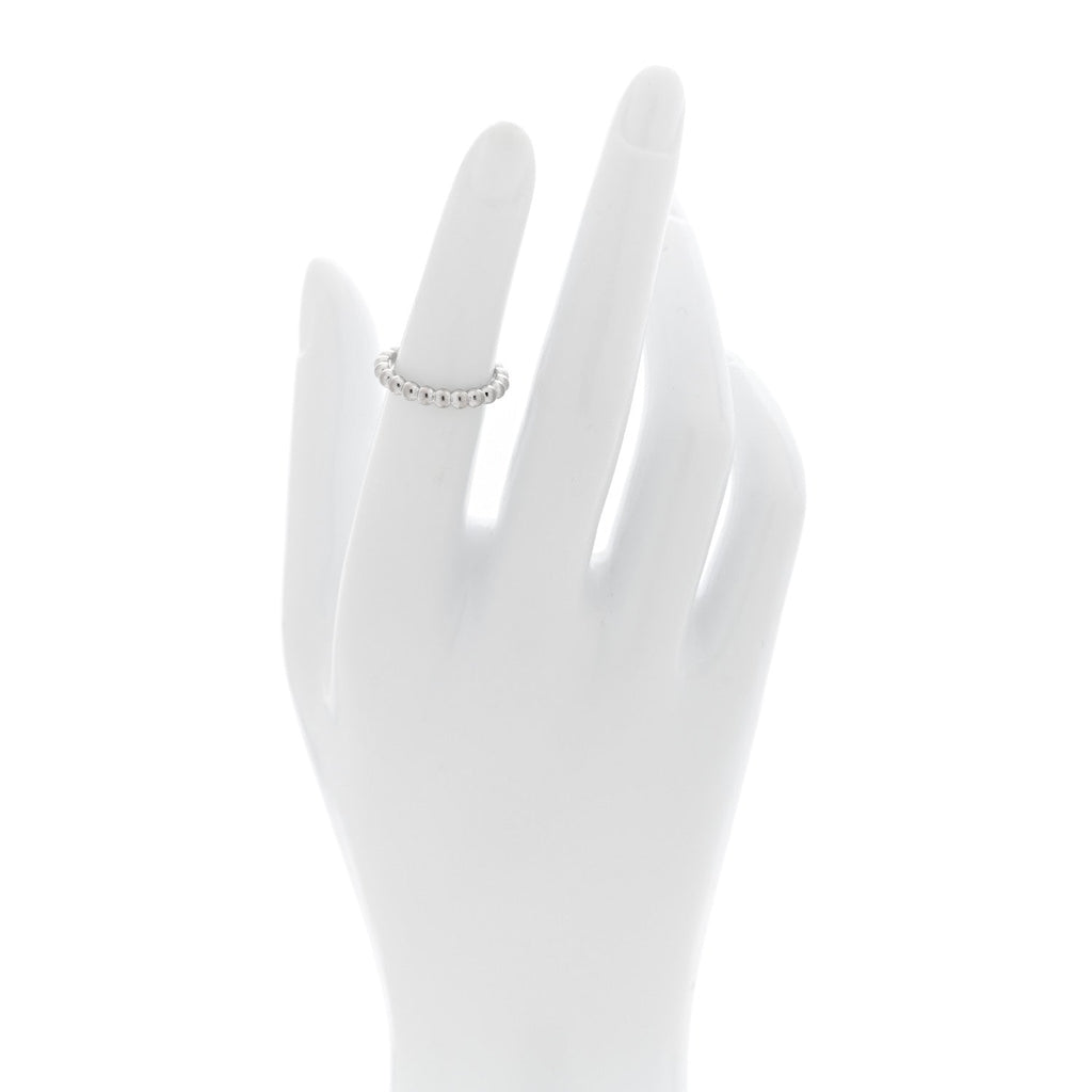 18K White Gold Medium Perlee Ring 49 5