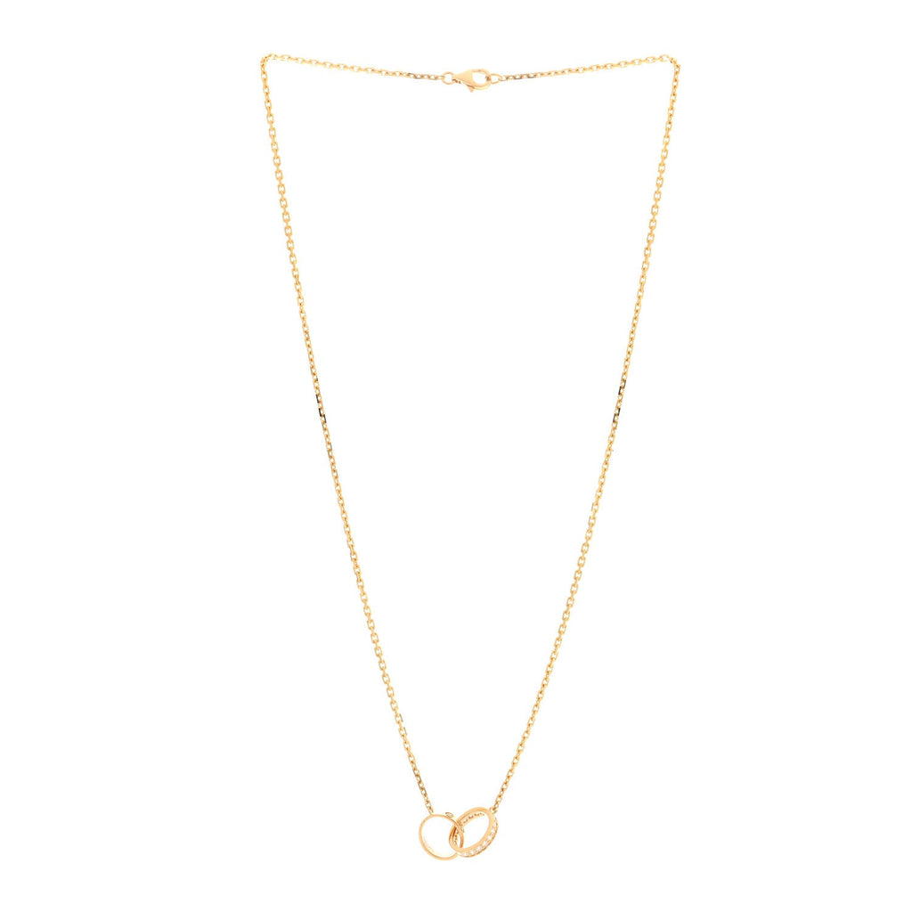 18K Yellow Gold Diamond Interlocking LOVE Necklace