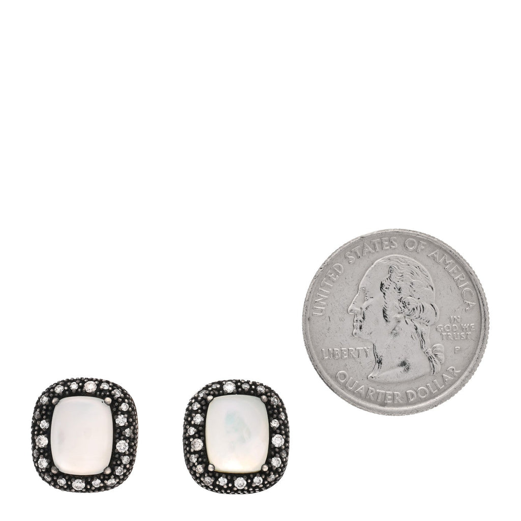 Sterling Silver Diamond Moon Quartz Midnight Melange Earrings