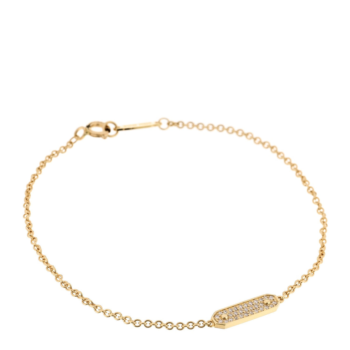 18K Yellow Gold Diamond Tag Chain Bracelet