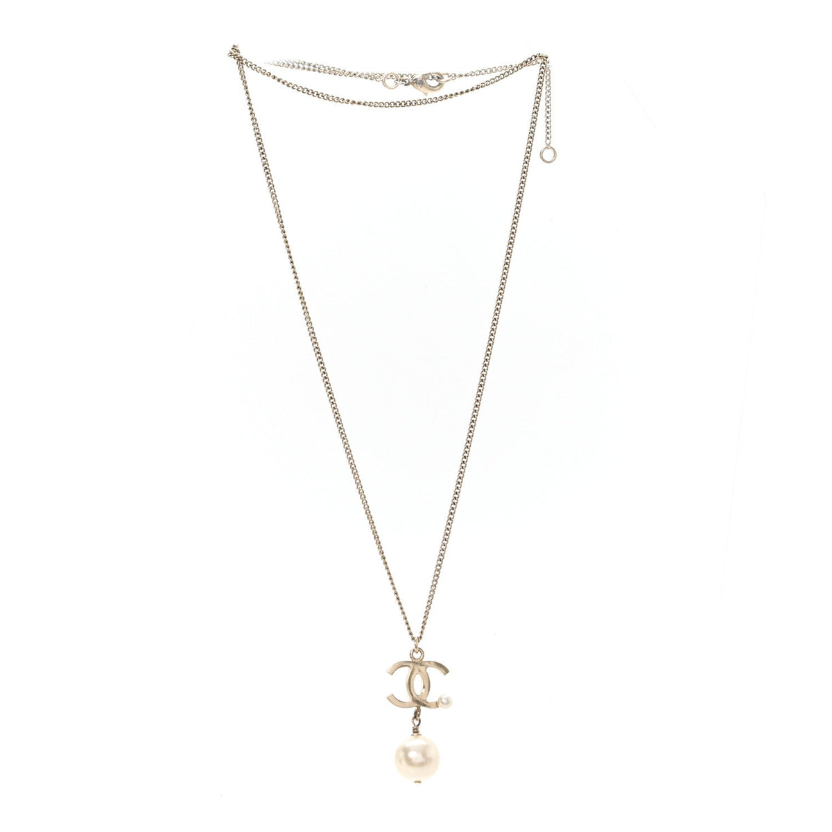 Metal Glitter Resin Pearl CC Drop Necklace Gold