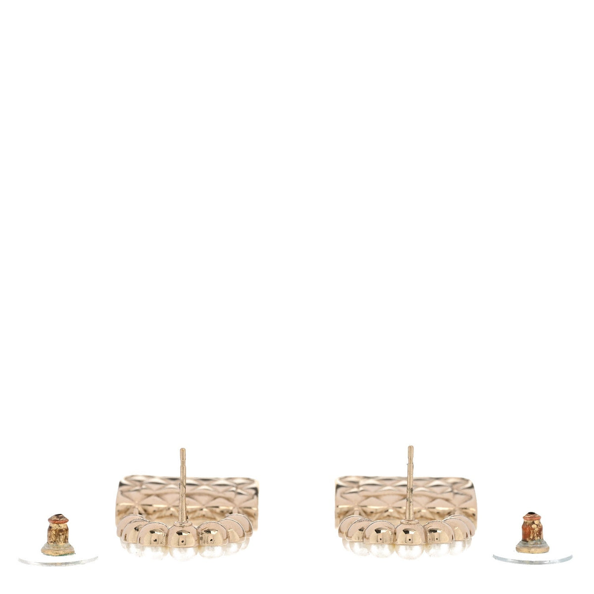 Pearl Quilted CC Flap Bag Earrings Gold