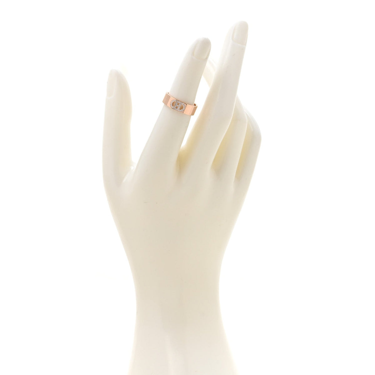 18K Rose Gold Diamond PM H D'Ancre Ring 50 5.5
