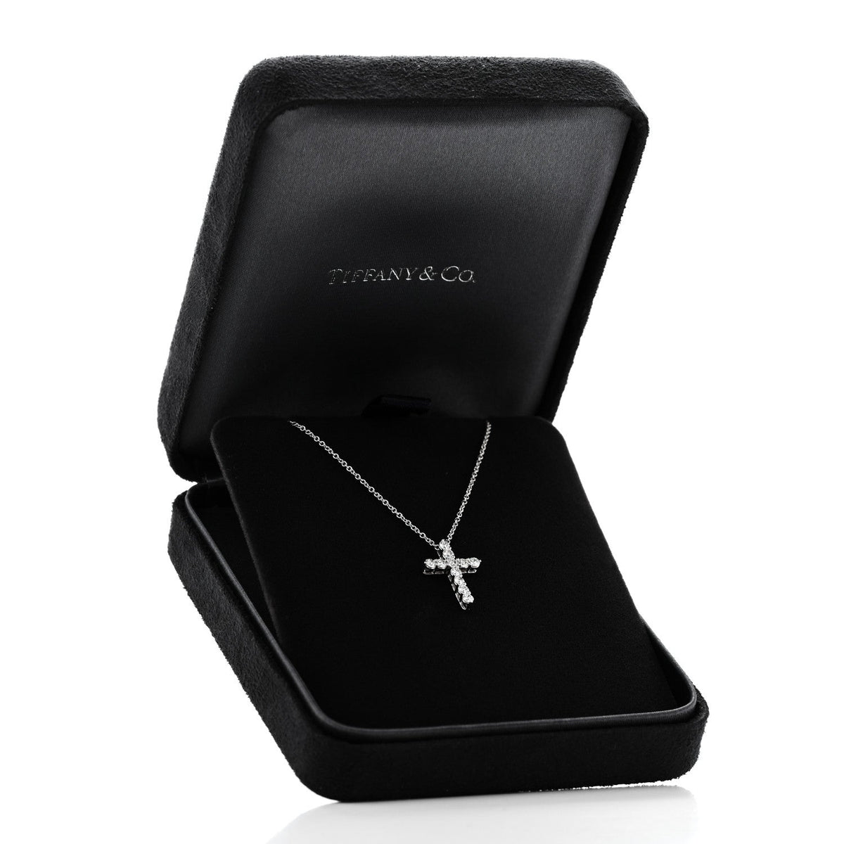 Platinum Diamond Small Cross Pendant Necklace