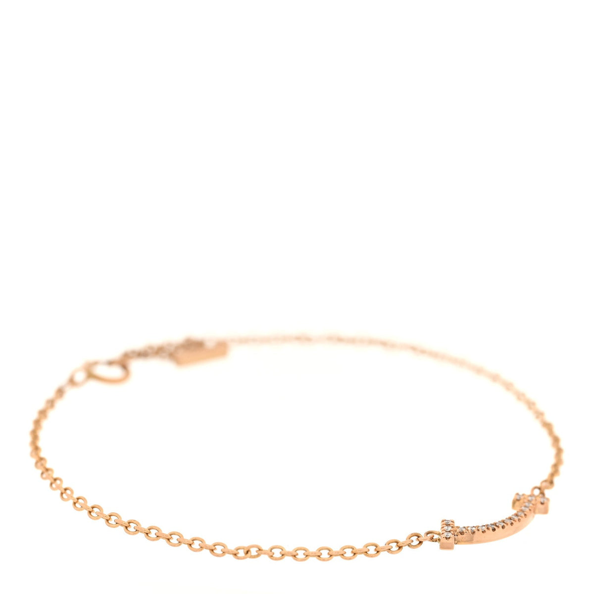 18K Rose Gold Diamond Mini T Smile Bracelet