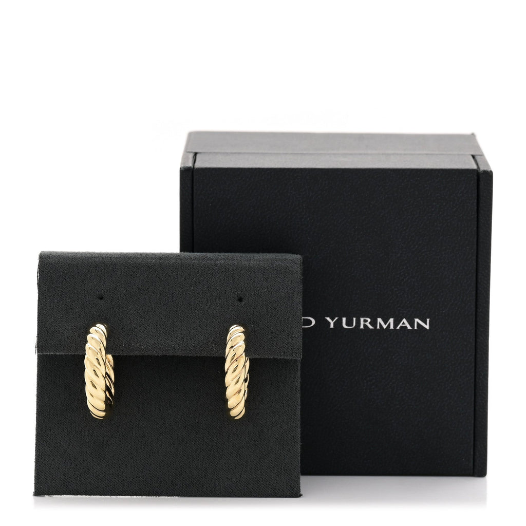 18K Yellow Gold 25.4mm Sculpted Cable Hoop Earrings