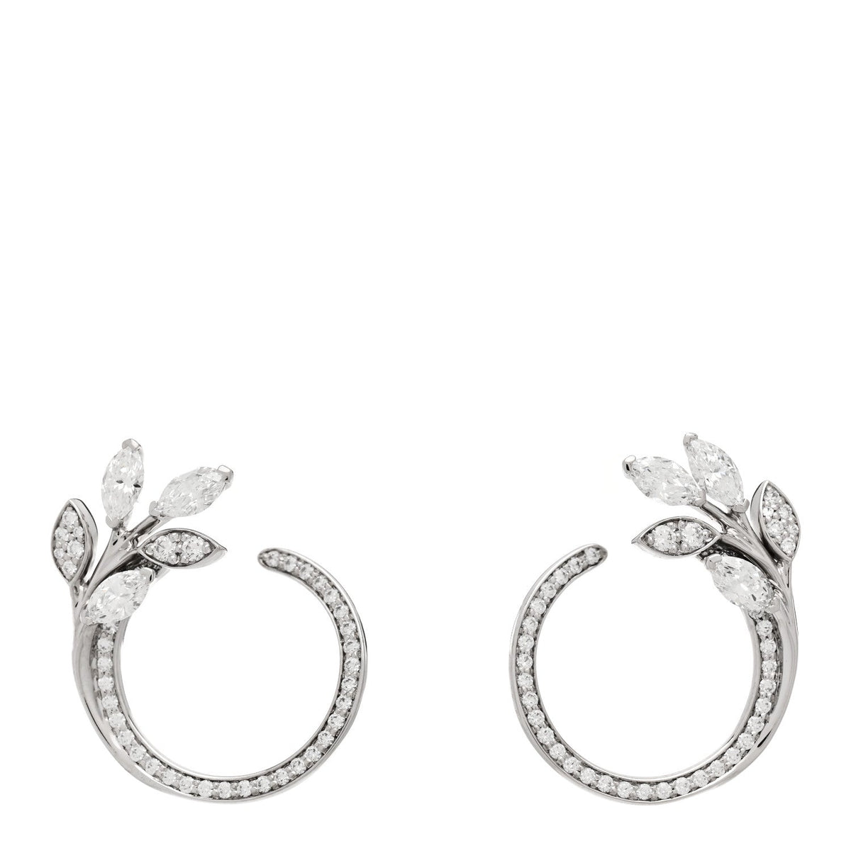 Platinum Diamond Victoria Vine Circle Earrings