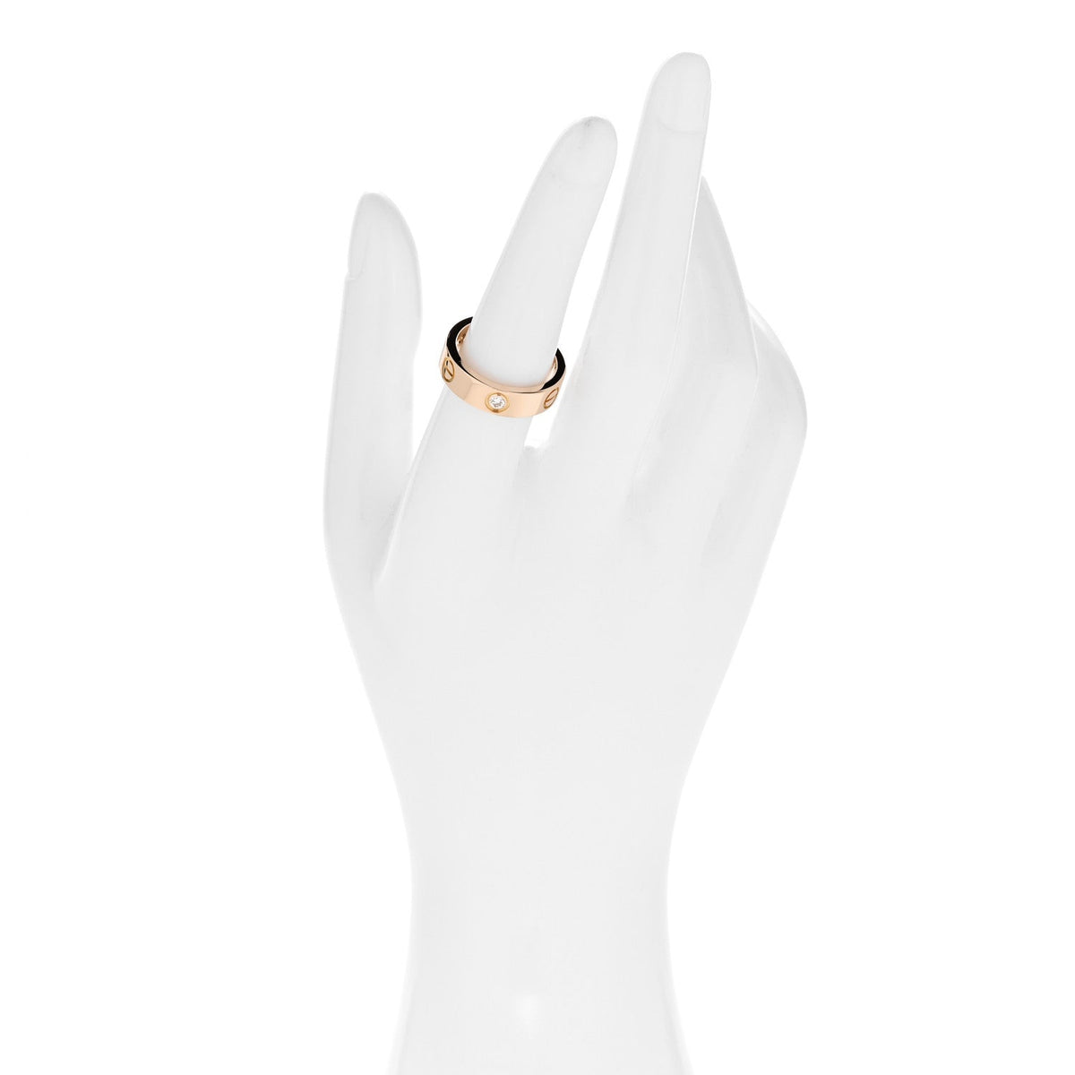 18K Pink Gold 3 Diamond 5.5mm LOVE Ring 53 6.5