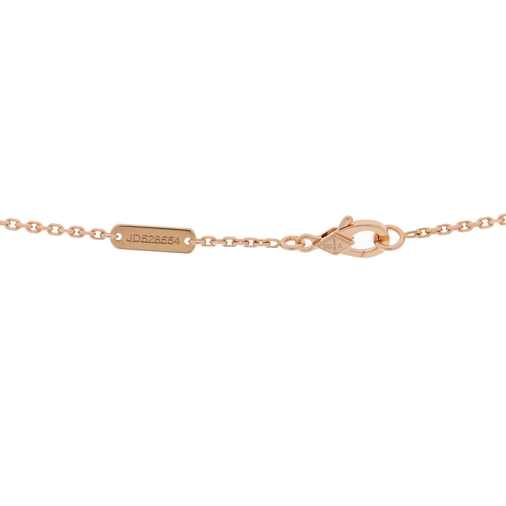 18K Rose Gold Gray Mother of Pearl Vintage Alhambra Pendant Necklace