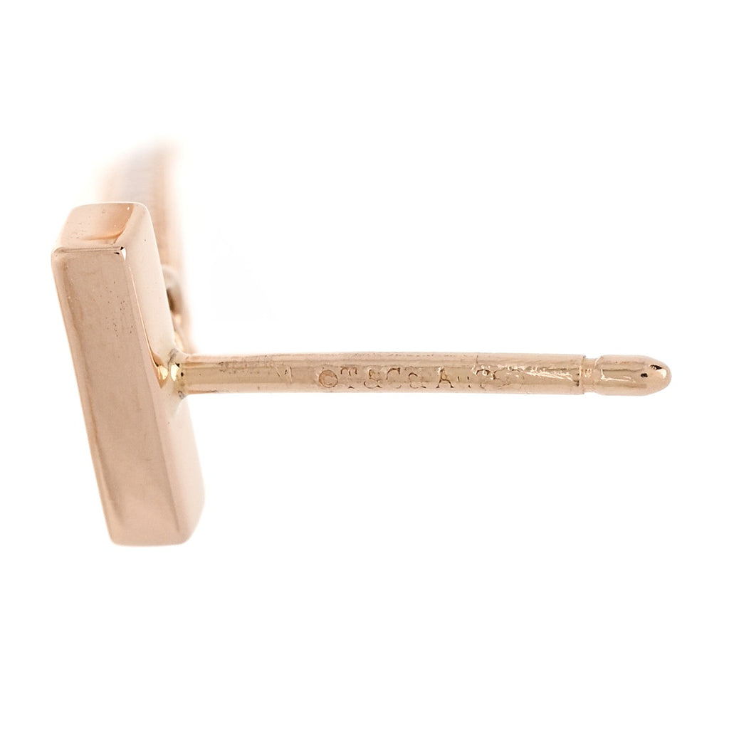 18K Rose Gold Diamond T Bar Earrings