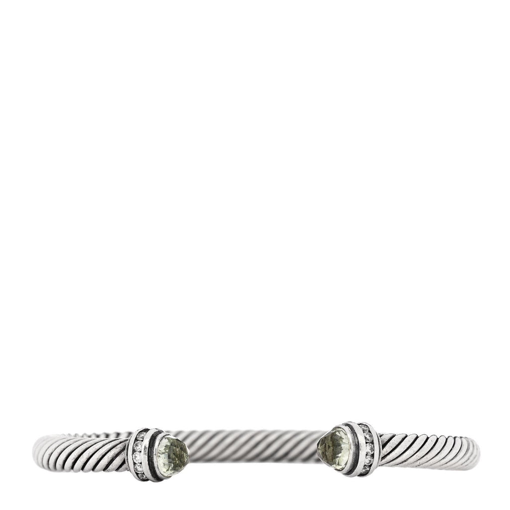 Sterling Silver Diamond Prasiolite 5mm Cable Classics Bracelet