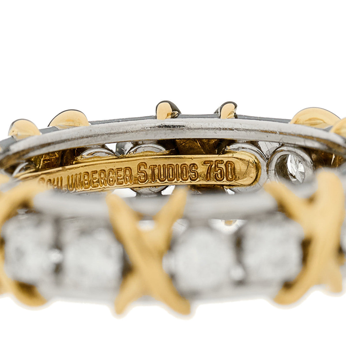 Platinum 18K Yellow Gold Diamond Schlumberger Sixteen Stone Ring 54 6.75