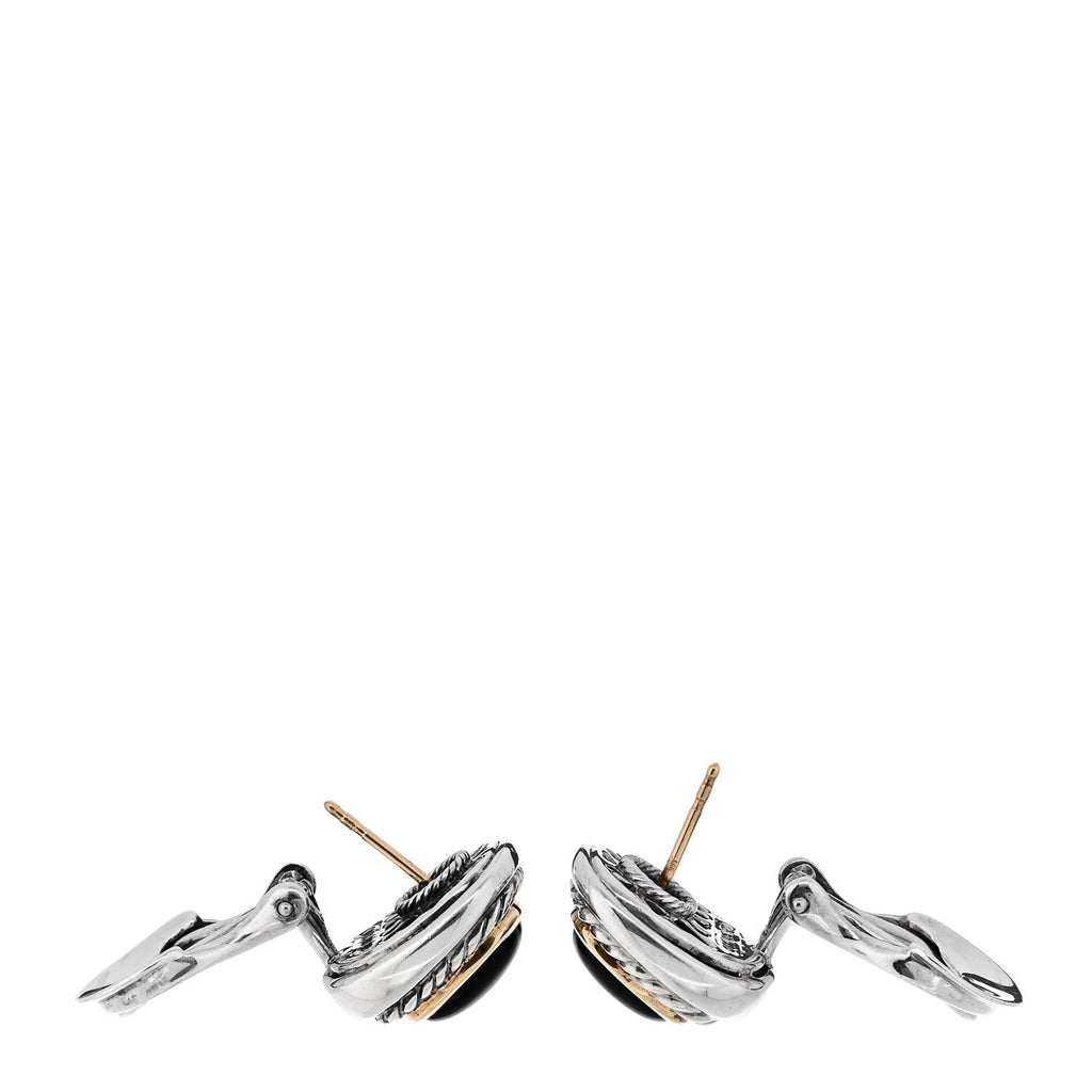 Sterling Silver 14K Yellow Gold Black Onyx 11mm Albion Earrings