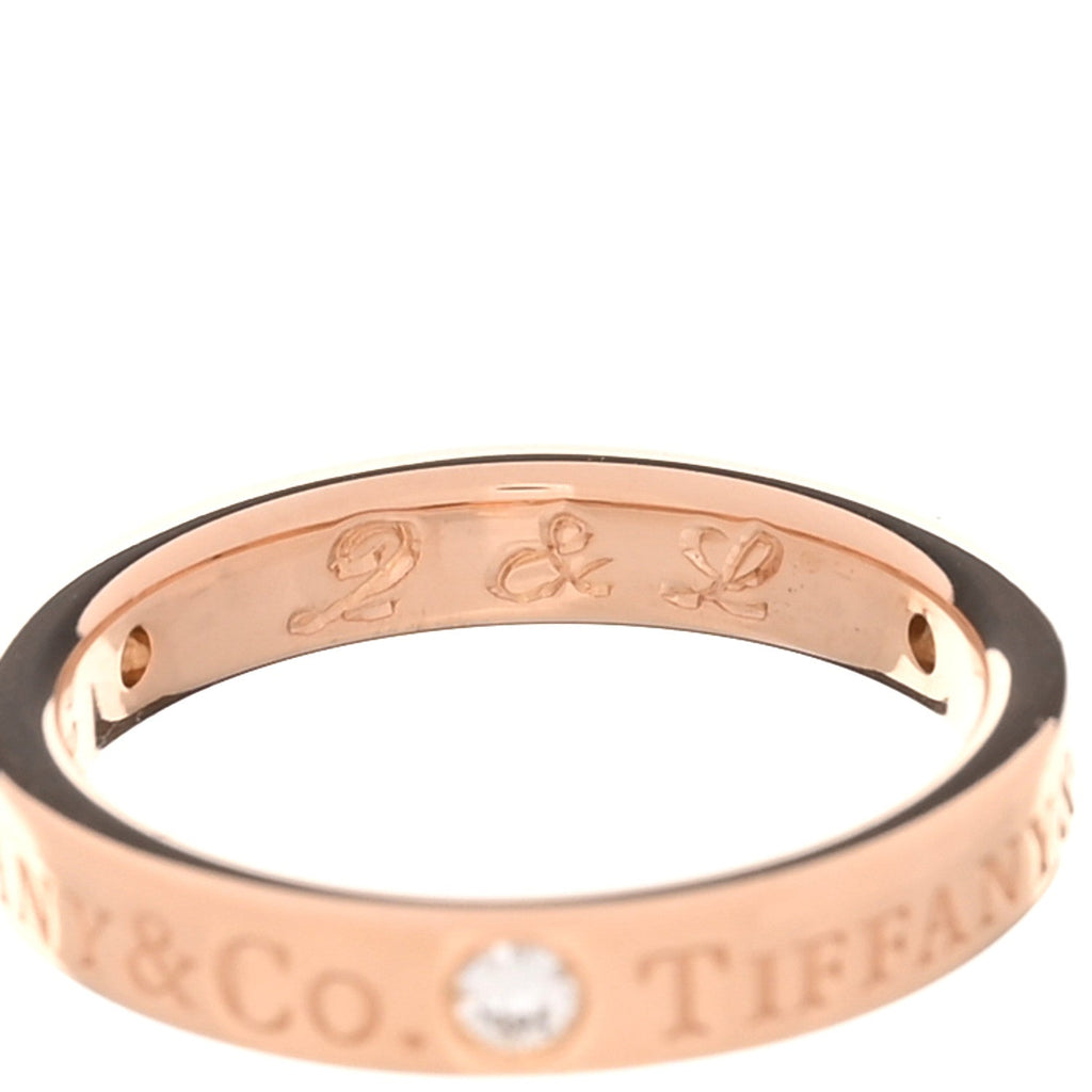 18K Rose Gold Diamond Logo Band Ring 45 3.25