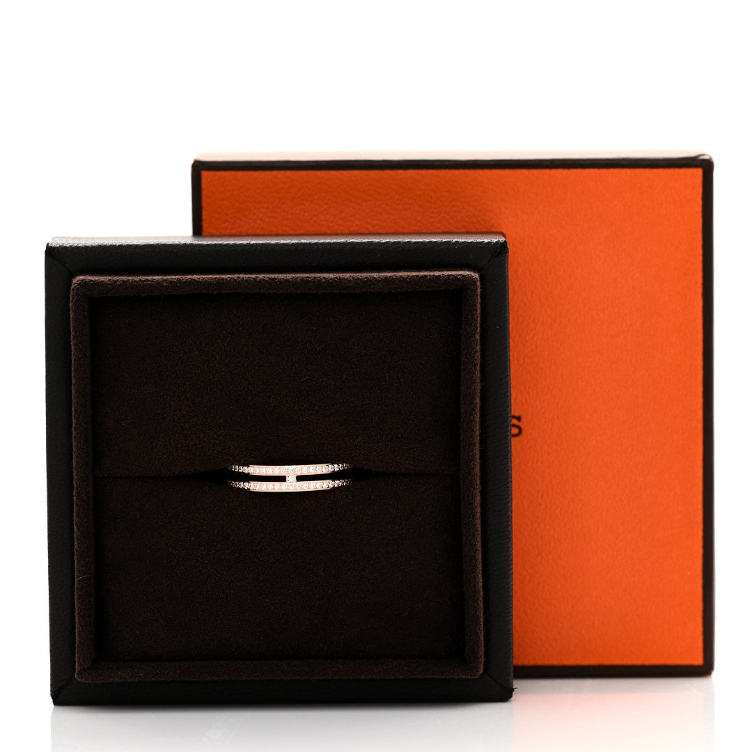 18K White Gold Diamond PM d'Ancre Enchainee Ring 54 7