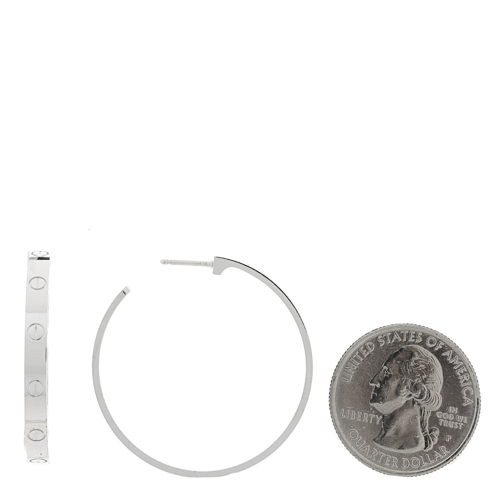 18K White Gold Large LOVE Hoop Earrings